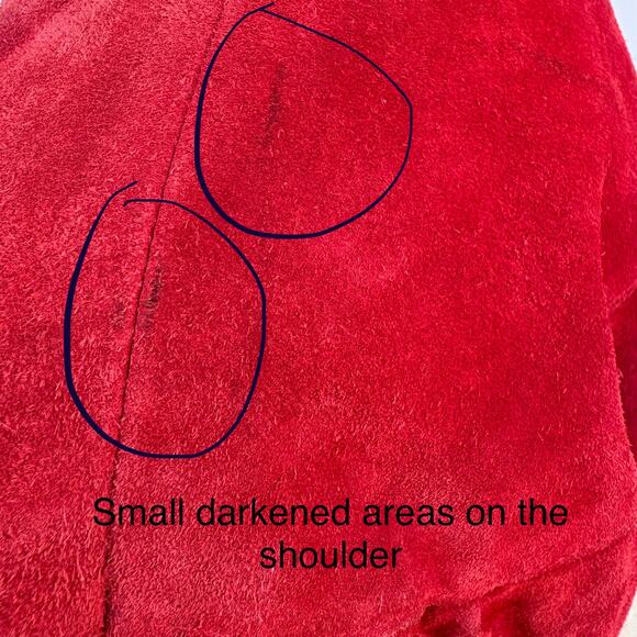 VTG 80s Red Suede Leather Jacket Med Long Sleeve Hook Closure Retro Western Bold - Picture 12 of 14